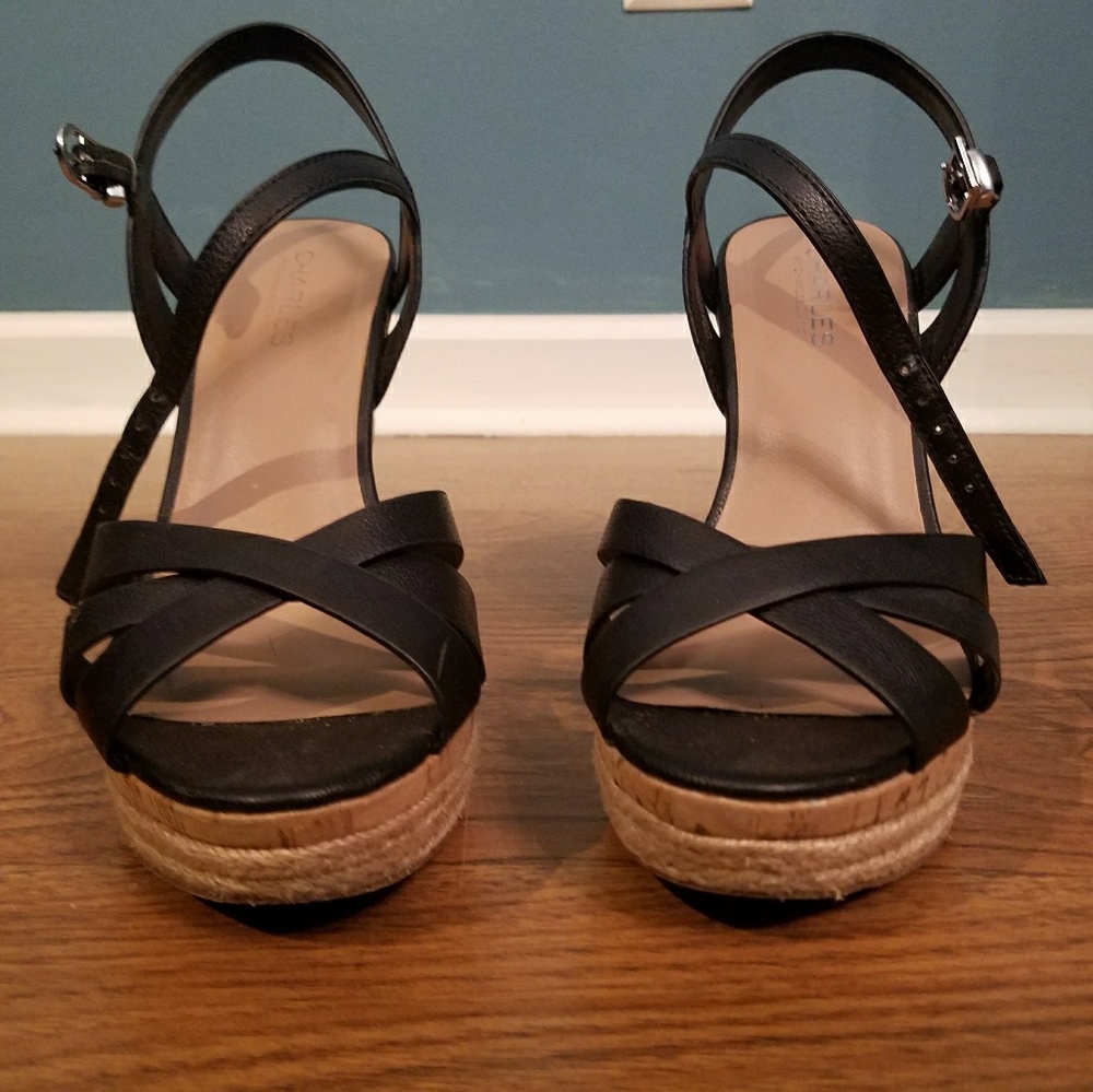 Black Wedge Sandals